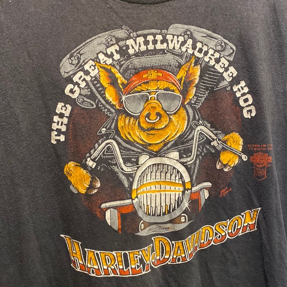 Harley Davidson 3D emblem cut off shirt
